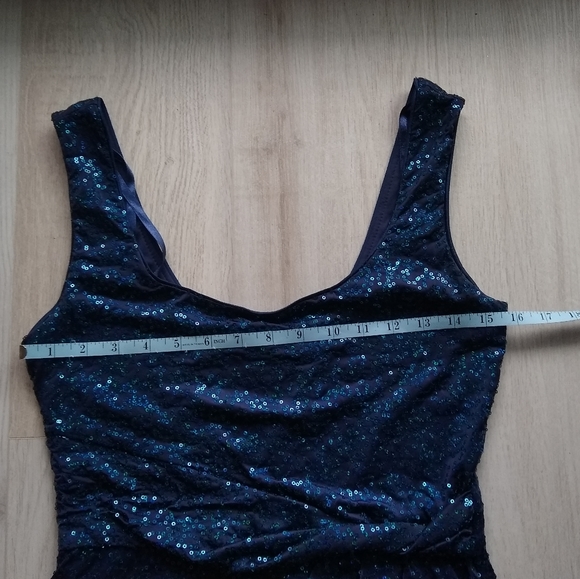 Love Reign Sequined Metallic Blue Tank Strap Lined Bodycon Mini Dress, Medium - Picture 8 of 13